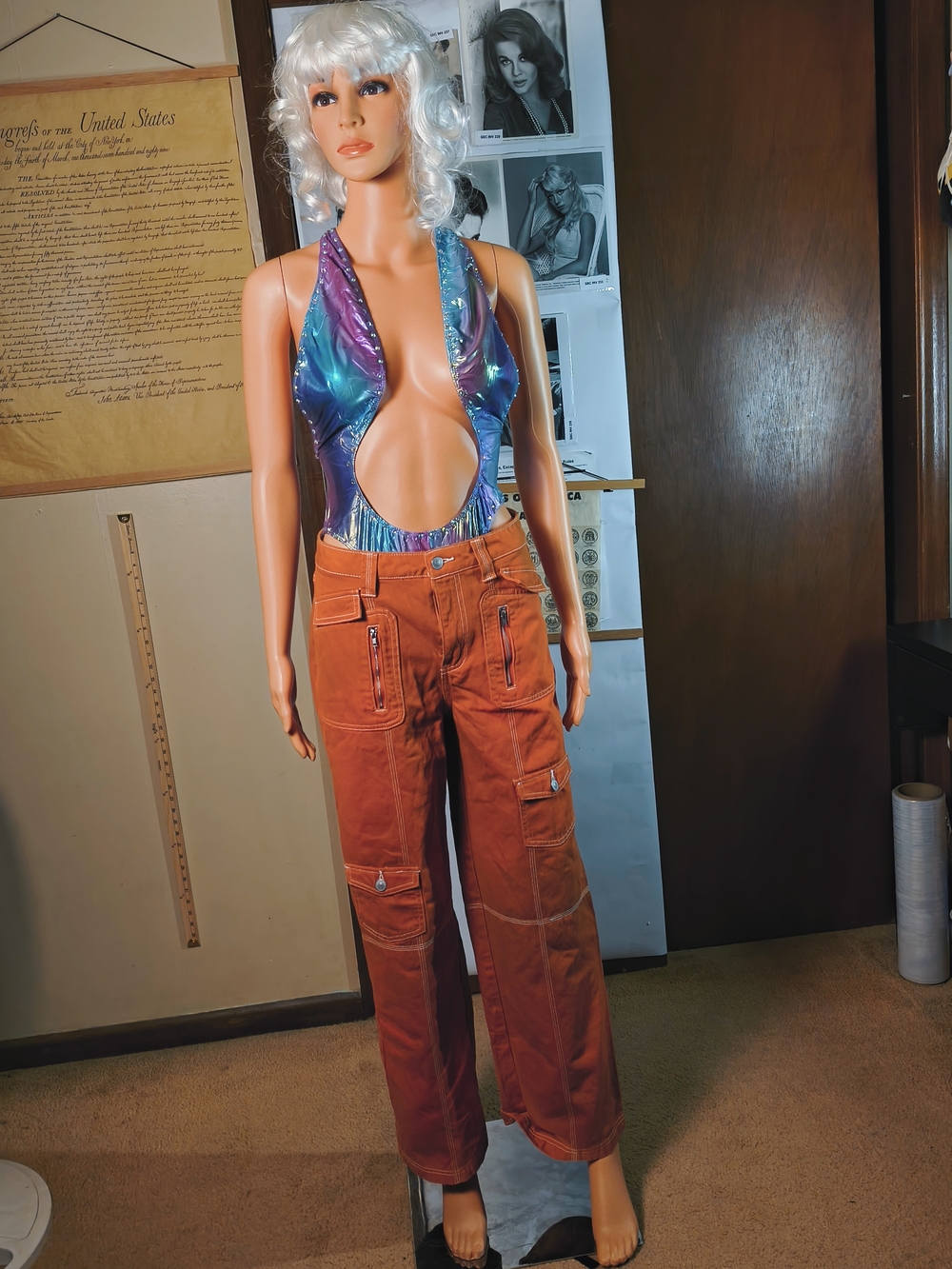 Forever 21 Orange Straight Leg Cargo Pants Utility Y2K Women’s Size M - Picture 12 of 12